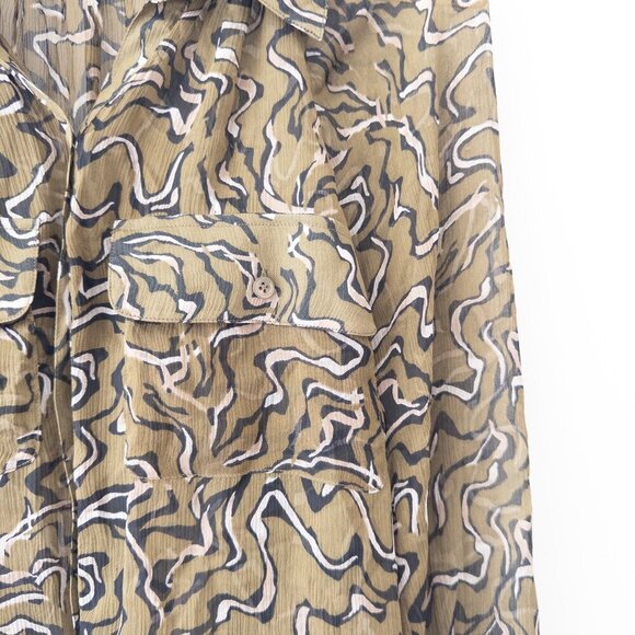 Joie Becki Printed Peplum 100% Silk Blouse - Picture 7 of 8